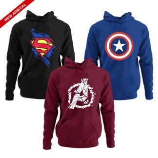 Superman, Captain America & Avenger Hoodie Combo (Pack Of 3)