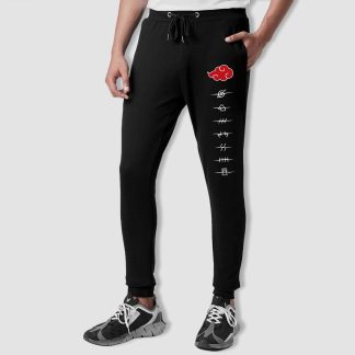 Naruto Akatsuki Symbol – Black Jogger with Zip Pocket