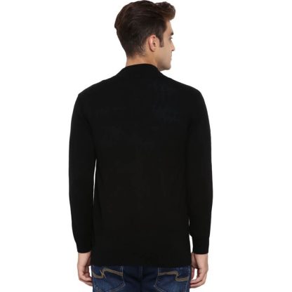 Plain Black High Neck Cotton Zipper Jacket - Image 7