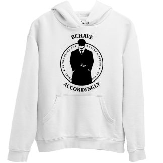 Behave Accordingly Circular White Hoodie