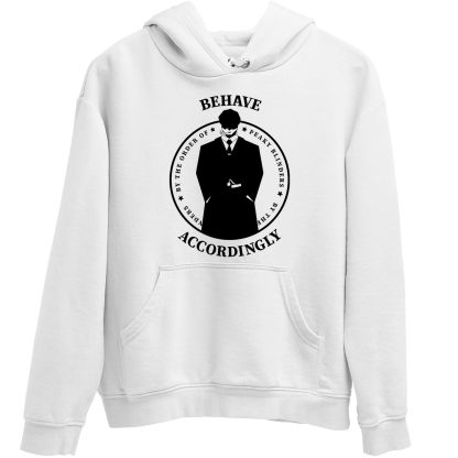 Behave Accordingly Circular White Hoodie