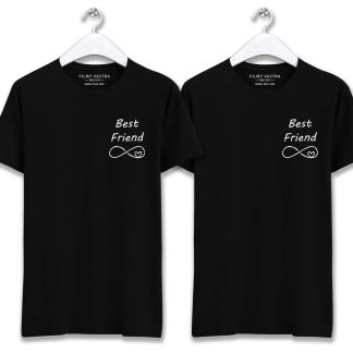 Best Friends Till Infinity Black Couple T-Shirt