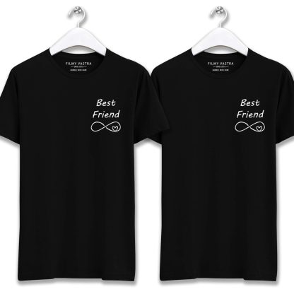 Best Friends Till Infinity Black Couple T-Shirt