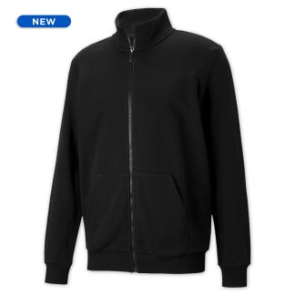 Plain Black High Neck Cotton Zipper Jacket