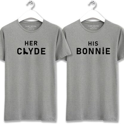 Bonnie and Clyde Grey Couple T-Shirt