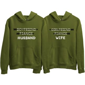 Boyfriend Fiance Husband And Girlfriend Fiance Wife Couple Hoodie (Price for 2 pcs)