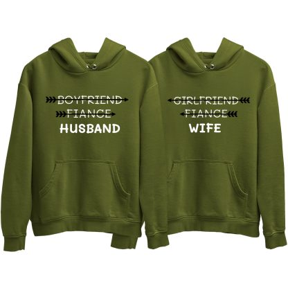 Boyfriend Fiance Husband And Girlfriend Fiance Wife Couple Hoodie (Price for 2 pcs)