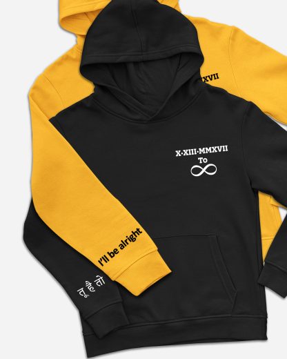 Personalized Roman Numerals & Sleeve Print Couple Hoodie (Set of 2 pieces)