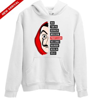 Half Dali Mask Money Heist White Hoodie