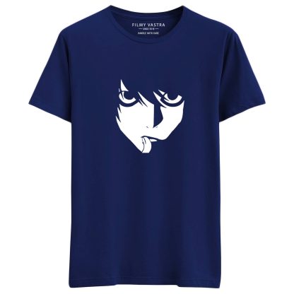 Death Note L Face Blue T-Shirt