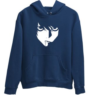 Death Note L Face Blue Hoodie