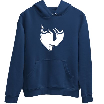 Death Note L Face Blue Hoodie