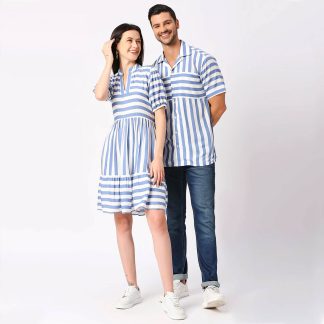 Blue Candy Stripe Couple Dress