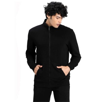 Black Cotton Tracksuit – Jacket & Jogger Combo Set - Image 3