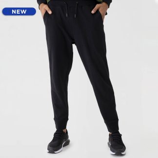 Plain Black Cotton Joggers With Zip Pocket
