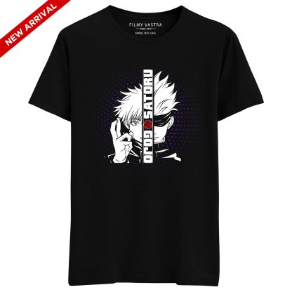Gojo Satoru Text Jujutsu Kaisen Black T-Shirt