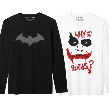 Batman Grey Logo + Why So Serious Combo Full Sleeve T-Shirts