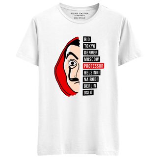 Half Dali Mask Money Heist White T-Shirt