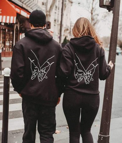 Filmy Vastra Holding Hands Outline Couple Hoodie (Pack of 2)