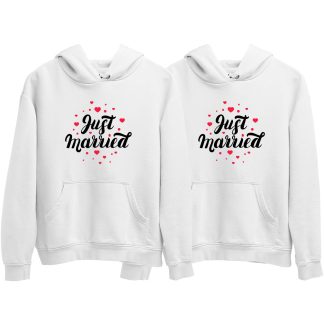 Just Married White Couple Hoodie (Price for 2 pcs)