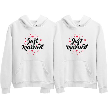 Just Married White Couple Hoodie (Price for 2 pcs)