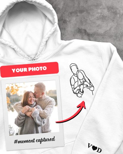 Personalized Unique Couple Photo Portrait Matching Cotton Hoodie (Set of 2 pieces) - Image 2