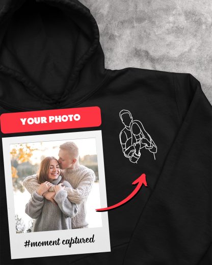Personalized Unique Couple Photo Portrait Matching Cotton Hoodie (Set of 2 pieces)