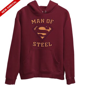 Superman Man Of Steel Maroon Hoodie