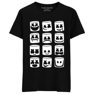Marshmello Emoticons Black T-Shirt