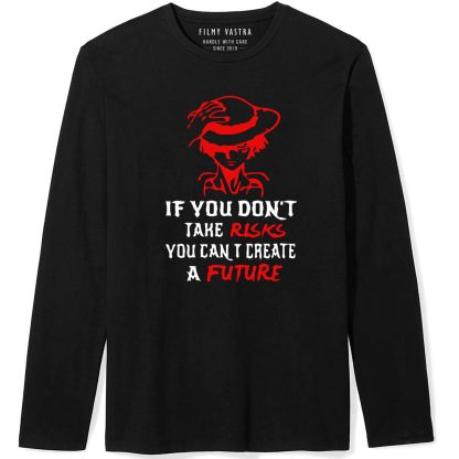 Monkey D. Luffy Risk Quote Black Full Sleeve T-Shirt