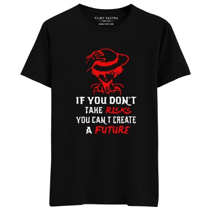 Monkey D. Luffy Risk Quote Black T-Shirt