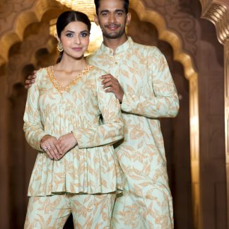 Pistachio Blossom Celebration Couple Dress