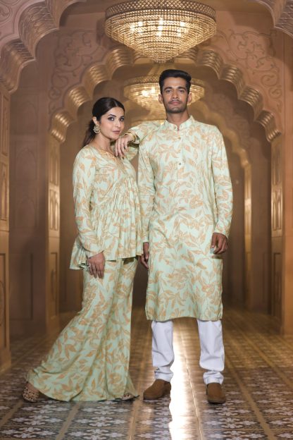 Pistachio Blossom Celebration Couple Dress - Image 3