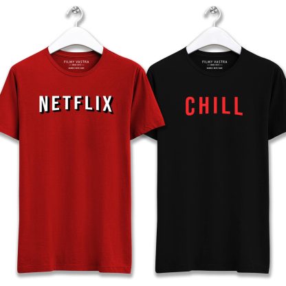 Netflix And Chill Couple T-Shirt - Image 2