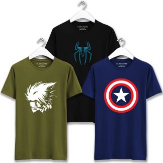 Kakashi, Spiderman and Captain America Combo T-Shirts