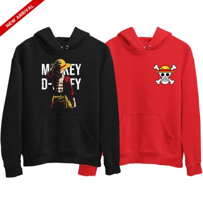 Monkey D. Luffy Face Down & Straw Hat One Piece Combo Hoodies