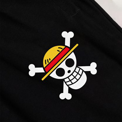 Straw Hat Logo One Piece – Black Jogger with Zip Pocket - Image 2
