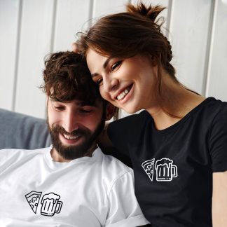 Pizza And Drink Symbol Couple T-Shirt