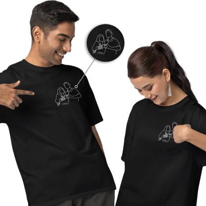 Personalized Couple Photo Portrait Matching Cotton T-Shirts (Set of 2 pieces) - Image 2