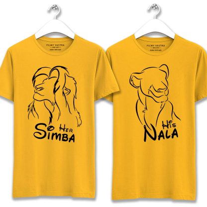 Simba And Nala Mustard Couple T-Shirt - Image 2