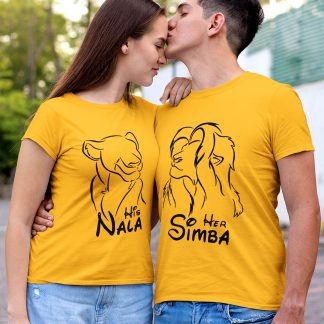 Simba And Nala Mustard Couple T-Shirt