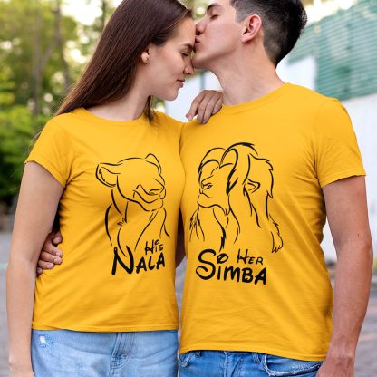 Simba And Nala Mustard Couple T-Shirt