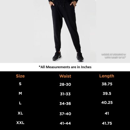 Plain Black Cotton Joggers With Zip Pocket - Image 9