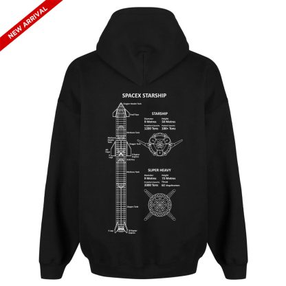 Spacex Starship Black Hoodie - Image 3