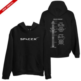 Spacex Starship Black Hoodie