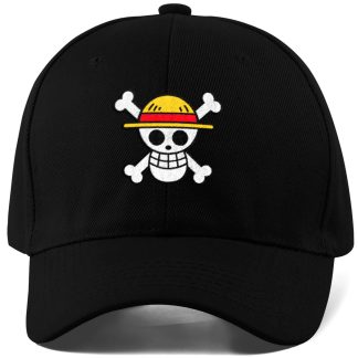 One Piece Straw Hat Black Baseball Cap