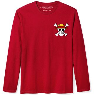 Straw Hat Pirate Flag Red Full Sleeve T-Shirt