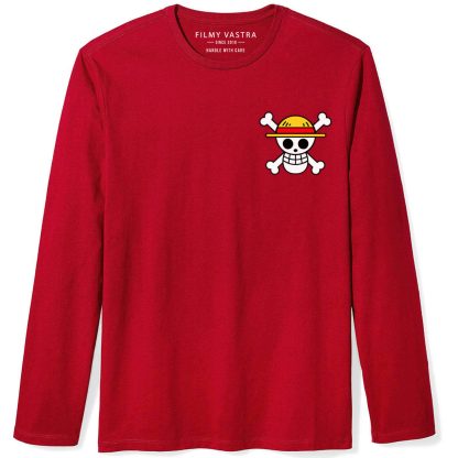 Straw Hat Pirate Flag Red Full Sleeve T-Shirt