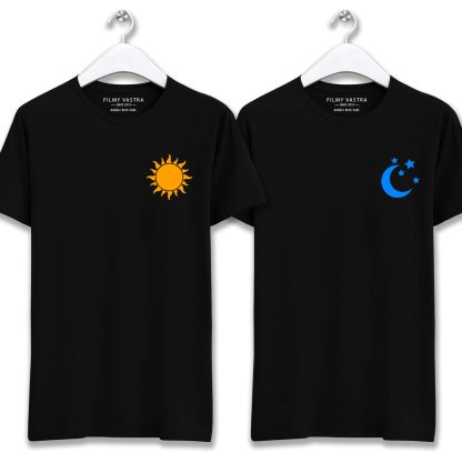 Sun And Moon Black Couple T-Shirt - Image 2