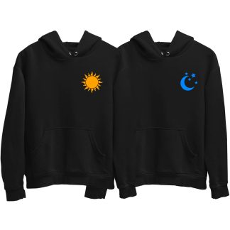 Sun And Moon Black Couple Hoodie (Price for 2 pcs)